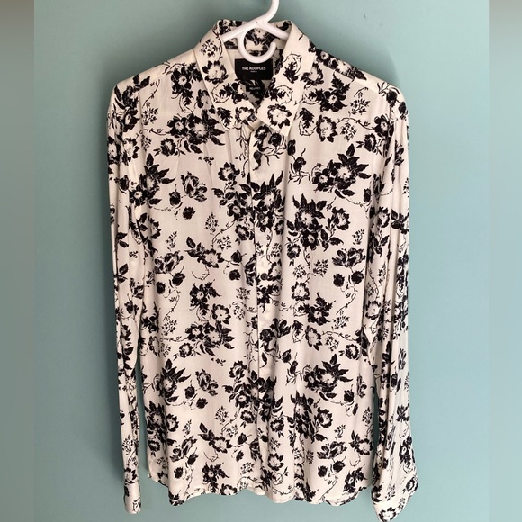 The Kooples Other - The Kooples Long Sleeve Black and White Floral Print Shirt